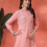 Ethnic Motif Embroidered A-Line Kurti