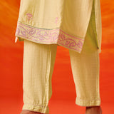 Kora Green Cotton Blend Embroidered Suit Set with Dupatta