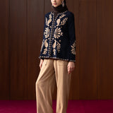 Niraaya Blue Emnroidered Cord Jacket