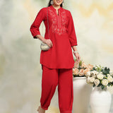 Pure Cotton Paisley Embroidered Co-Ord Set