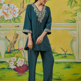 Meher Teal Green Embroidered Kurta Set