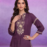 Cotton Lavender Embroidered Tunic