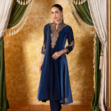 Misha Ombre Blue Embroidered Anarkali Kurta Set