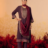 Samaira Copper Brown Embroidered Suit Set