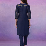 Navy Embroidered Kurta Set with Resham Work