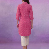Fuchsia All-Over Printed Cotton Cambric Straight Kurti