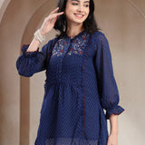 Ethnic Threadwork A-Line Georgette Kurti