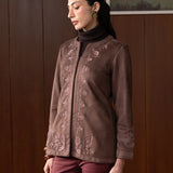 Eira Brown Embroidered Suede Jacket