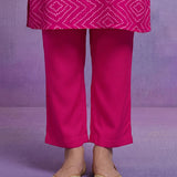 Fuchsia Cotton Blend Printed Dori Suit Set