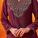 Charita Fuchsia Zari-Embroidered Kurta Set