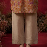 Ivana Mustard Printed Modal Chanderi Straight Kurta for Women