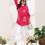 Lucknowi Embroidered Cotton Tunic Shirt