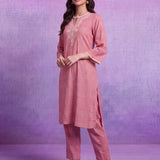 Aarna Carnation Pink Embroidered Kurta Set