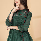 Ethnic Threadwork A-Line Georgette Kurti
