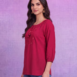 Aisha Red Embroidered Top