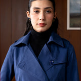 Neve Navy Suede A-line Coat