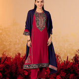 Samaira Vermillion Maroon Embroidered Suit Set