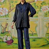 Zaria Midnight Black Embroidered Shirt