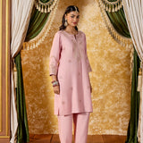 Ishika Flamingo Pink Embroidered Suit Set