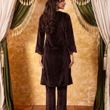 Yashvi Cocoa Brown Embroidered Velvet Kurta Set