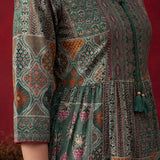 Manjha Mint Green Printed Cotton Tunic for Women