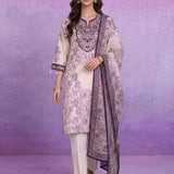 Purple Floral Printed Embroidered Kurta with Palazzo & Dupatta Set