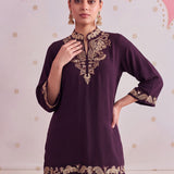 Arzoo Sangaria Purple Embroidered Co-ord Set