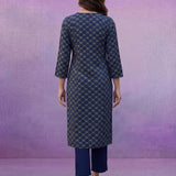 Blue All Over Printed Kurta Set with Dori Embroider