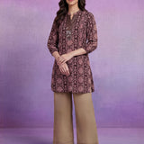 Wine Georgette Sequin Embellished Printed Tunic