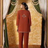 Anvitha Ginger Orange Embroidered Co-ord Set