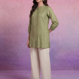 Light Green Cotton Thread Sequin Embroidered Shirt