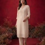 Ivory Embroidered Chanderi Festive Co-Ord Set