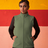 Green High-neck Sleeveless Jacket for Women