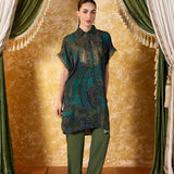 Zareen Pine Green Printed Kaftan Set