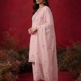 Albeli Pink Embroidered A-line Suit Set with Dupatta