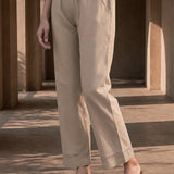 Beige Linen Blend Daily Wear Palazzos