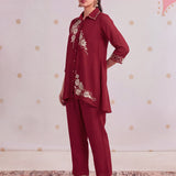 Arohi Bright Red Embroidered Co-ord Set