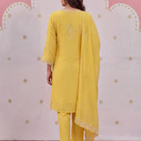 Noor Electric Yellow Aari Embroidered Suit Set