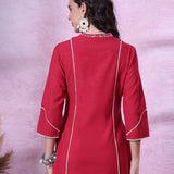 Cotton Linen Embroidered Kurta