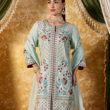 Vaara Nishat Sky Blue Embroidered Suit Set with Dupatta