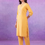 Avni Yellow Embroidered Kurta Set