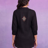 Viscose Rayon Black Dori Embroidered Tunic