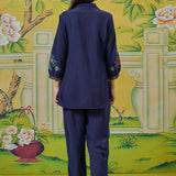 Aarohi Prussian Navy Thread Embroidered Co-ord Set