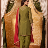Vritika Shamrock green Embroidered Suit Set