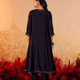 Tara Midnight Black Embroidered Anarkali Suit Set