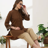 Solid Embroidered Straight Tunic