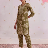Ira Olive Green Printed Kurta Set