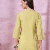 Cotton Linen Embroidered Kurta