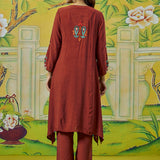 Myra Bright Rust Applique Embroidered Kurta Set