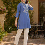 Lakhnavi Embroidered A-Line Rayon Kurti